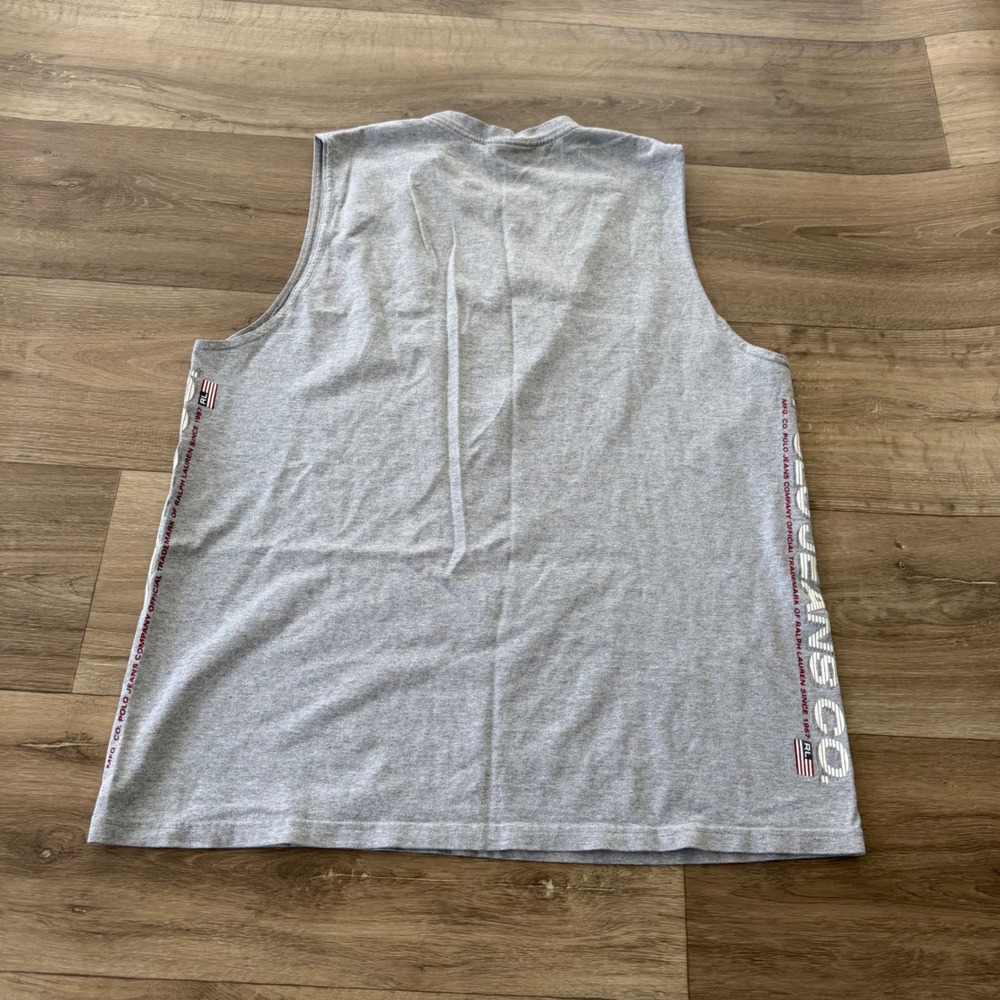 Polo Jeans Co Ralph Lauren Mens XL Gray Sleeveless Muscle Tank Top Logo Graphic - Picture 6 of 6
